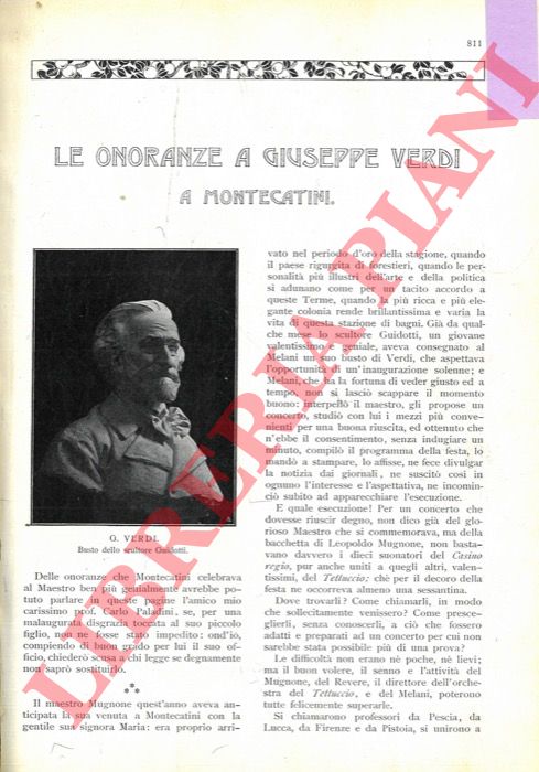 MELANI Raffaello - - Le onoranze a Giuseppe Verdi a Montecatini.