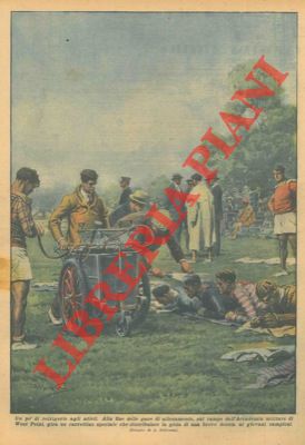 BELTRAME A. - - Alla fine delle gare di allenamento, sul campo dell'Accademia Militare di West Point, gira un carrettino speciale che distribuisce una breve doccia ai giovani campioni.