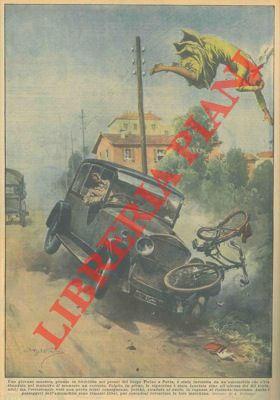 BELTRAME A. - - Giovane maestra in bicicletta, investita da un'automobile e lanciata in aria sino all'altezza dei fili telefonici. Tutti incolumi.