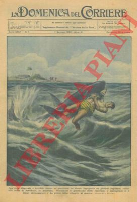 BELTRAME A. - - Lotta disperata e terribile di un giovane bagnante con un pescecane.