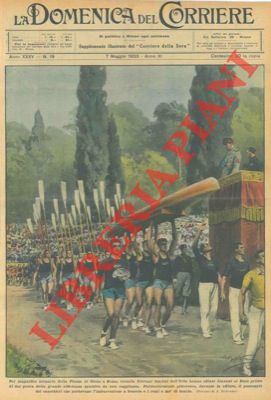 BELTRAME A. - - A Piazza di Siena, a Roma, la sfilata dinanzi al Duce di 3.000 giovani fascisti dell'Urbe. Particolarmente pittoresco il passaggio dei canottieri che portavano l'imbarcazione a braccia e i remi a m di lancia.