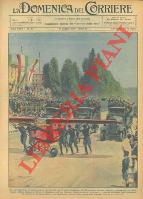 BELTRAME A. - - 25.000 giovani fascisti milanesi hanno sfilato, innanzi al Duca di Bergamo e all'on. Starace, con centinaia di autocarri, motociclette e fiammanti velivoli della squadriglia federale.