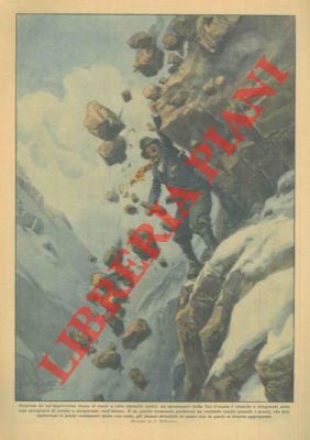 BELTRAME A. - - Un montanaro della Valle d'Aosta  riuscito a salvarsi da un'improvvisa frana rifugiandosi sotto ad una sporgenza di roccia.