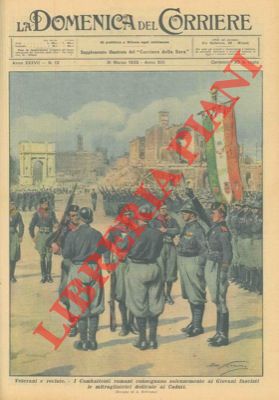 BELTRAME A. - - I combattenti romani consegnano ai giovani fascisti le mitragliatrici dedicate ai caduti.