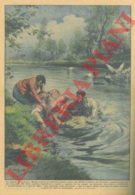 BELTRAME A. - - Una florida contadina (di 120 chili) del veronese, a caccia di anitre, perdeva l'equilibrio e cadeva in un canale: salvata, a stento, dai suoi tre figli.