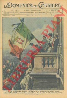 BELTRAME A. - - Il Re con il figlio Umberto sventola il tricolore dal Quirinale.