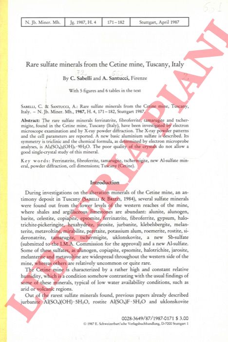 SABELLI C. - SANTUCCI A. - - Rare sulfate minerals from the Cetine mine, Tuscany, Italy.