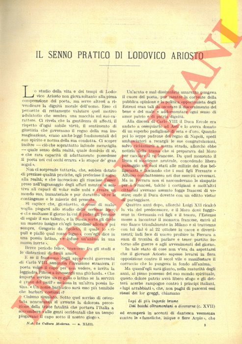 TORRETTA Laura - - Il senno pratico di Lodovico Ariosto.