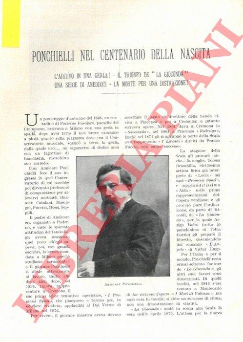 ROSSI Corrado - - Ponchielli nel centenario della nascita.