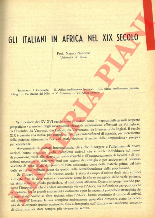 NALDONI Nardo - - Gli Italiani in Africa nel XIX secolo.