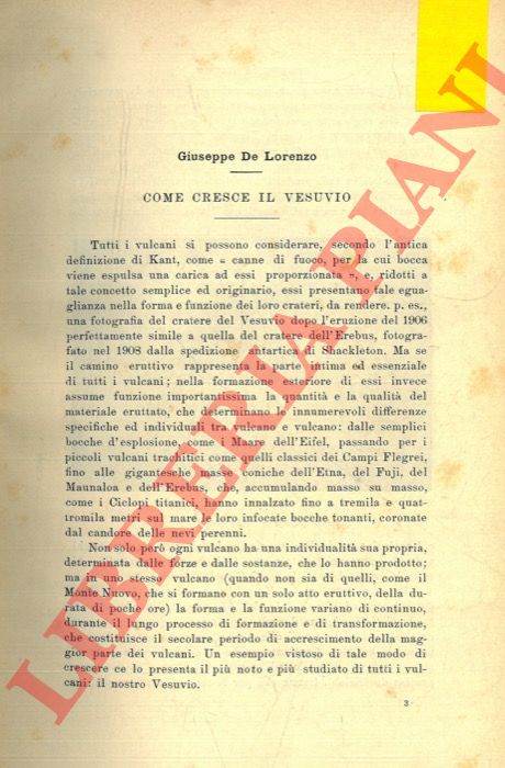 DE LORENZO Giuseppe - - Come cresce il Vesuvio.