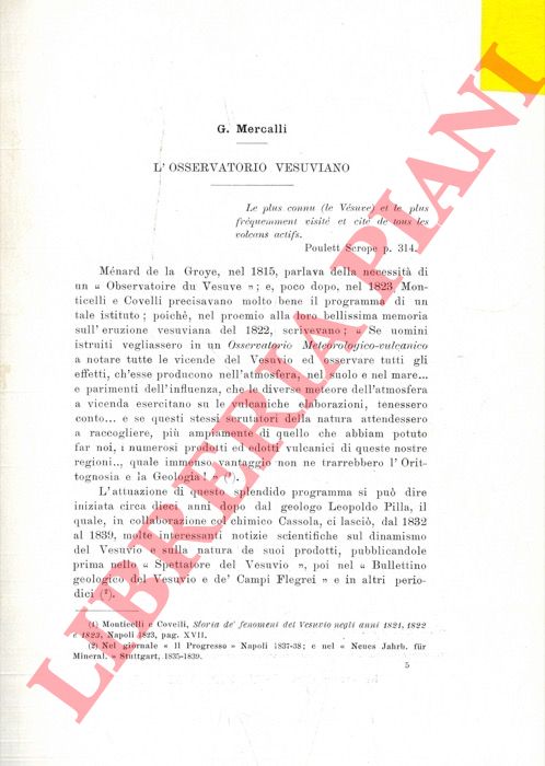 MERCALLI G. - - L'osservatorio vesuviano.