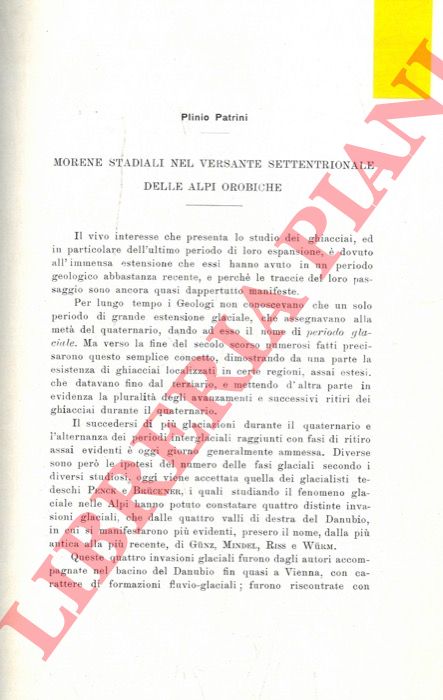 PATRINI Plinio - - Morene stadiali nel versante settentrionale delle Alpi Orobiche.