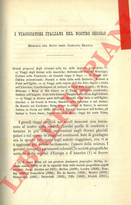 BRANCA Gaetano - - I viaggiatori italiani del nostro secolo.