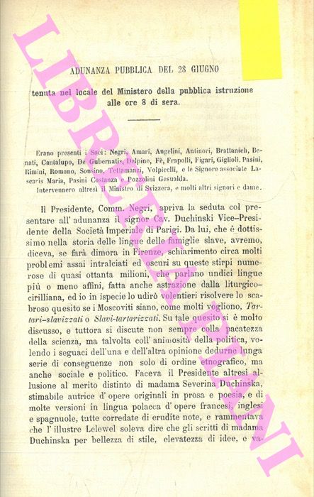MINISCALCHI - - Esposizione del Vice-Presidente conte Miniscalchi del suo sistema di trascrizione dei nomi geografici. Illustrazioni alla tavola di trascrizione. (Adunanza pubblica del 28 giugno tenuta nel Palazzo del Ministero della pubblica istruzione alle ore 8 di sera).