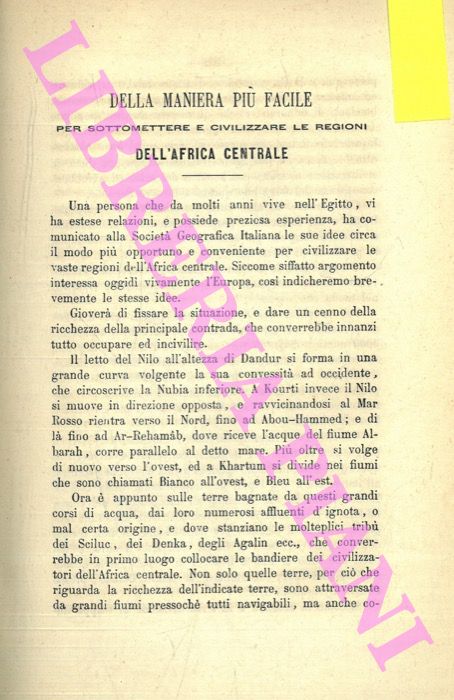 - - Della maniera pi facile per sottomettere e civilizzare le regioni dell'Africa Centrale.