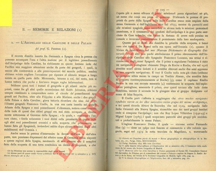 PENNESI G. - - L'Arcipelago delle Caroline e delle Palaos.