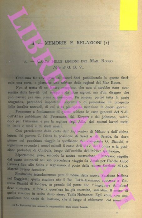 G.D.V. - - Carta delle regioni del Mar Rosso.