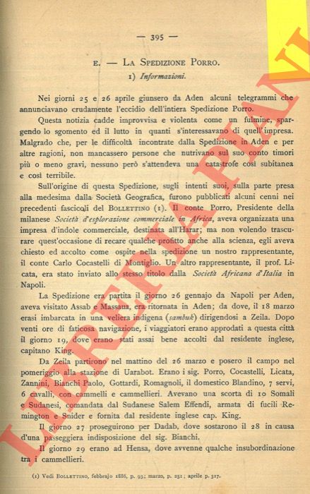 BIENENFELD V. - - La Spedizione Porro.