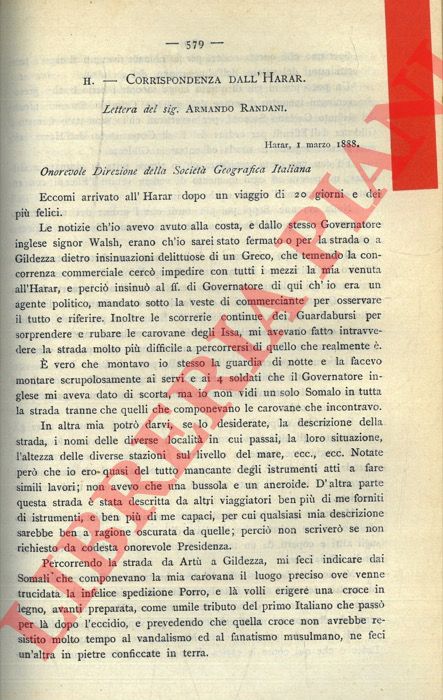 RANDANI Armando - - Corrispondenza dall'Harar.