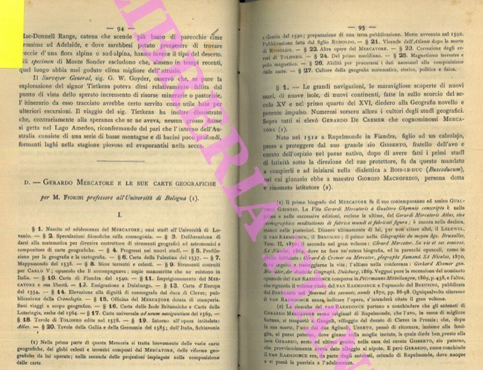 FIORINI M. - - Gerardo Mercatore e le sue carte geografiche.