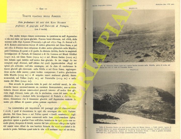 HASSERT Kurt - - Tracce glaciali negli Abruzzi.