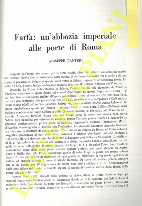 TANTERI Giuseppe - - Farfa: un'abbazia imperiale alle porte di Roma.