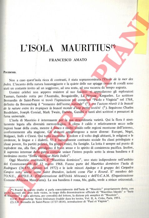AMATO Francesco - - L'Isola Mauritius.