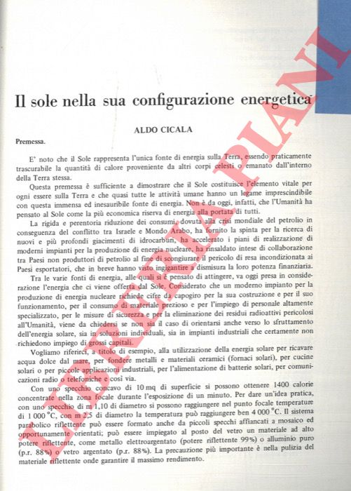 CICALA Aldo - - Il sole nella sua configurazione energetica.