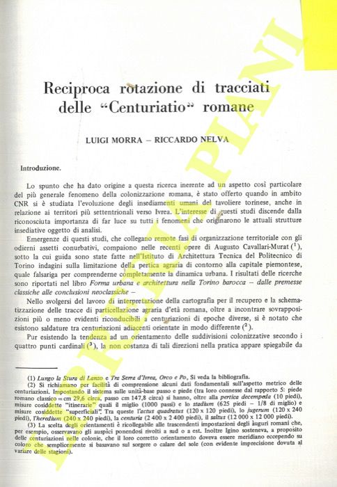 MORRA Luigi - NELVA Riccardo - - Reciproca rotazione di tracciati delle 'centuriatio' romane.