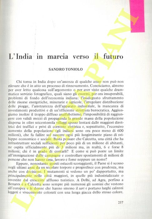 TONIOLO Sandro - - L'India in marcia verso il futuro.