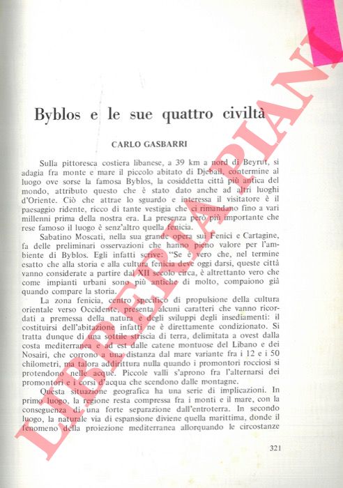 GASBARRI Carlo - - Byblos e le sue quattro civilt.