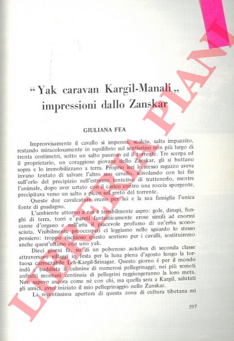FEA Giuliana - - 'Yak Caravan Kargil-Manali' :impressioni dallo Zanskar.