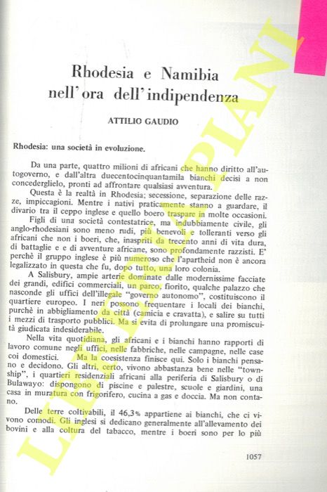 GAUDIO Attilio - - Rhodesia e Namibia nell'ora dell'indipendenza.