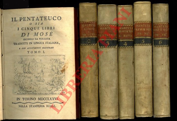 - - Il Pentateuco o sia I Cinque Libri di Mos secondo la volgata tradotti in lingua italiana e con annotazioni illustrati. Unito a : Nuovo Testamento del Signor Nostro Ges Cristo secondo la volgata tradotto in lingua italiana, e di annotazioni arricchito. Seconda edizione giusta l'esemplare di Torino.