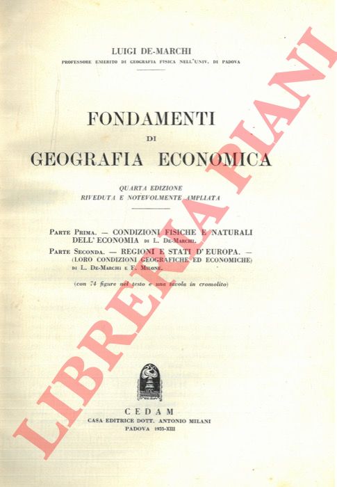 DE MARCHI Luigi - - Fondamenti di geografia economica.