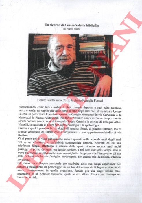 PIANI Piero - - Un ricordo di Cesare Saletta, bibliofilo.