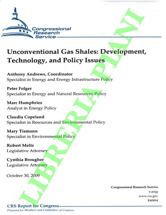 (ANDREWS Anthony) - - Unconventional Gas Shales: Development, Technology, and Policy Issues.