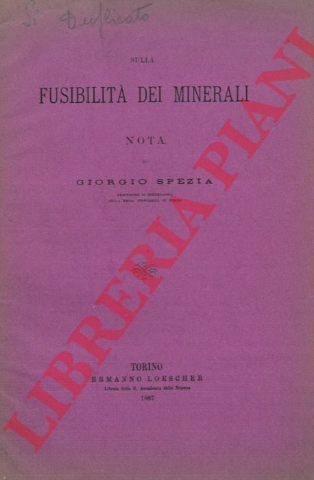 SPEZIA Giorgio - - Sulla fusibilit dei minerali.