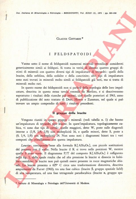 GOTTARDI Glauco - - I feldspatoidi.