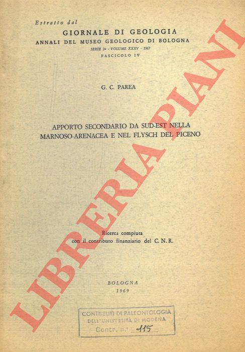 PAREA G. C. - - Apporto secondario de Sud-Est nella marnoso-arenacea e nel flysch del Piceno.