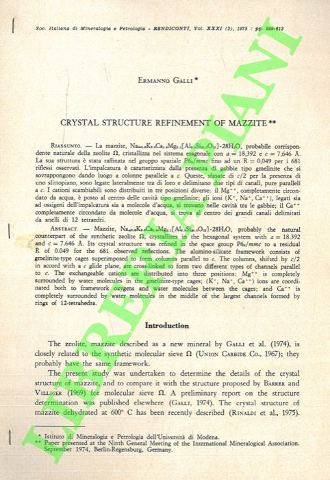 GALLI Ermanno - - Crystal Structure Refinement of Mazzite.