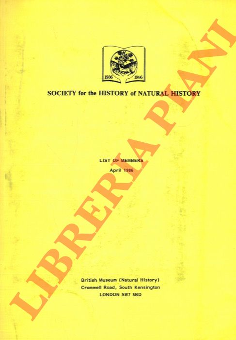 (PRICE J.H.) - - Society for the History of Natural History. List of Members. April 1986.