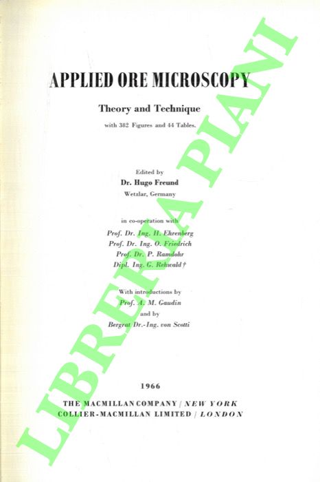 (FREUND Hugo) - - Applied Ore Microscopy. Theory and Technique.