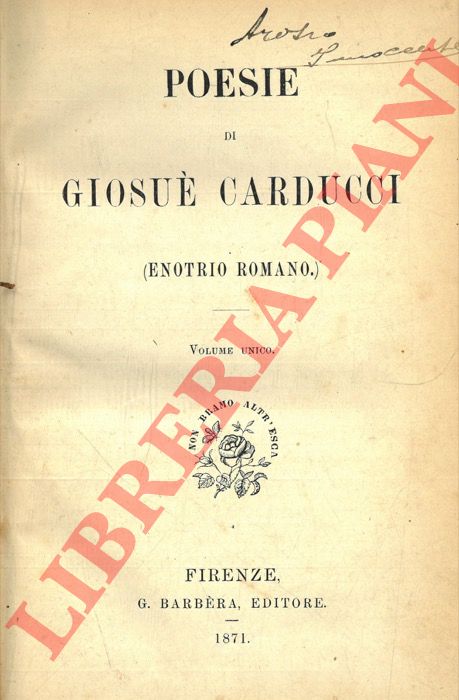 CARDUCCI Giosu - - Poesie di Giosu Carducci (Enotrio Romano).