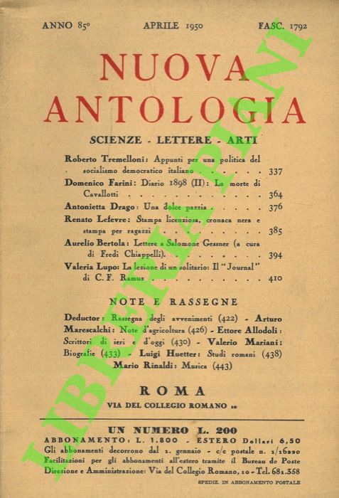 TREMELLONI Roberto - - Appunti per una politica del socialismo democratico italiano.