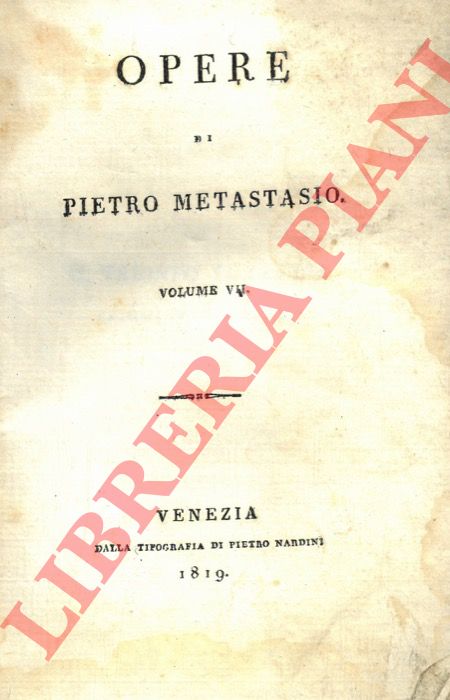 METASTASIO Pietro - - Opere. Volume VII.