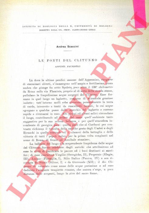 SCACCINI Andrea - - Le fonti del Clitunno. Appunti faunistici.