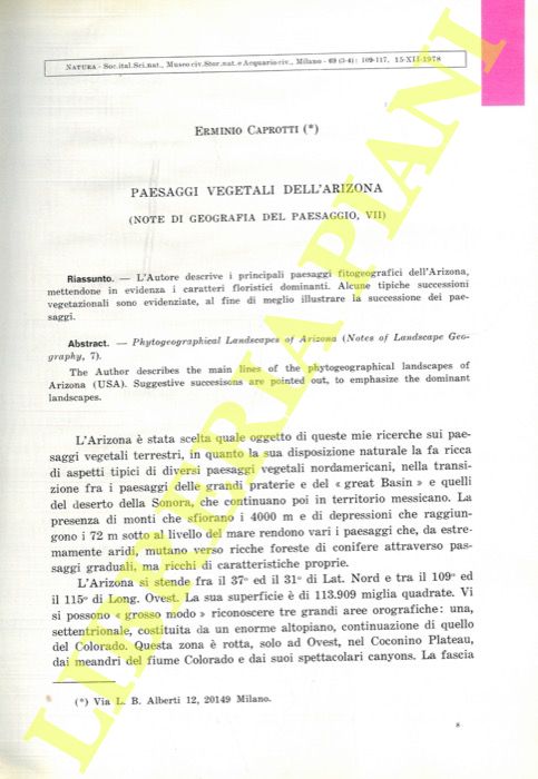 CAPROTTI Erminio - - Paesaggi vegetali dell'Arizona.