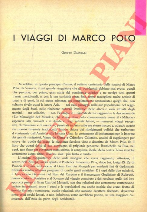 DAINELLI Giotto - - I viaggi di Marco Polo.